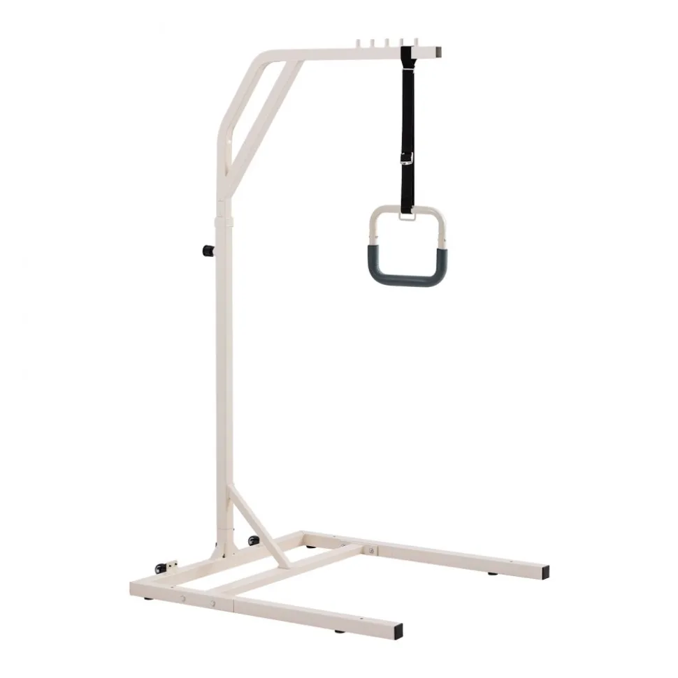 VEVOR Trapeze Bar for Bed Mobility, Height-Adjustable Free Standing Trapeze Bar with 2 Wheels, 300LBS Capacity Bed Pull Up Assist for Elderly Disabled, Ideal for Hospital, Nursing Home & Home Care
