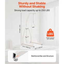 VEVOR Trapeze Bar for Bed Mobility, Bed Trapeze with Clamps and Floor Stand, 250LBS Weight Capacity Bed Pull Up Assist for Elderly, Patients & Disabled, Suitable for Home Care, Hospital, Nursing Home