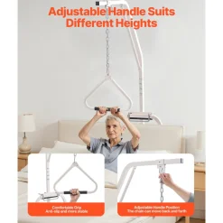 VEVOR Trapeze Bar for Bed Mobility, Bed Trapeze with Clamps and Floor Stand, 250LBS Weight Capacity Bed Pull Up Assist for Elderly, Patients & Disabled, Suitable for Home Care, Hospital, Nursing Home