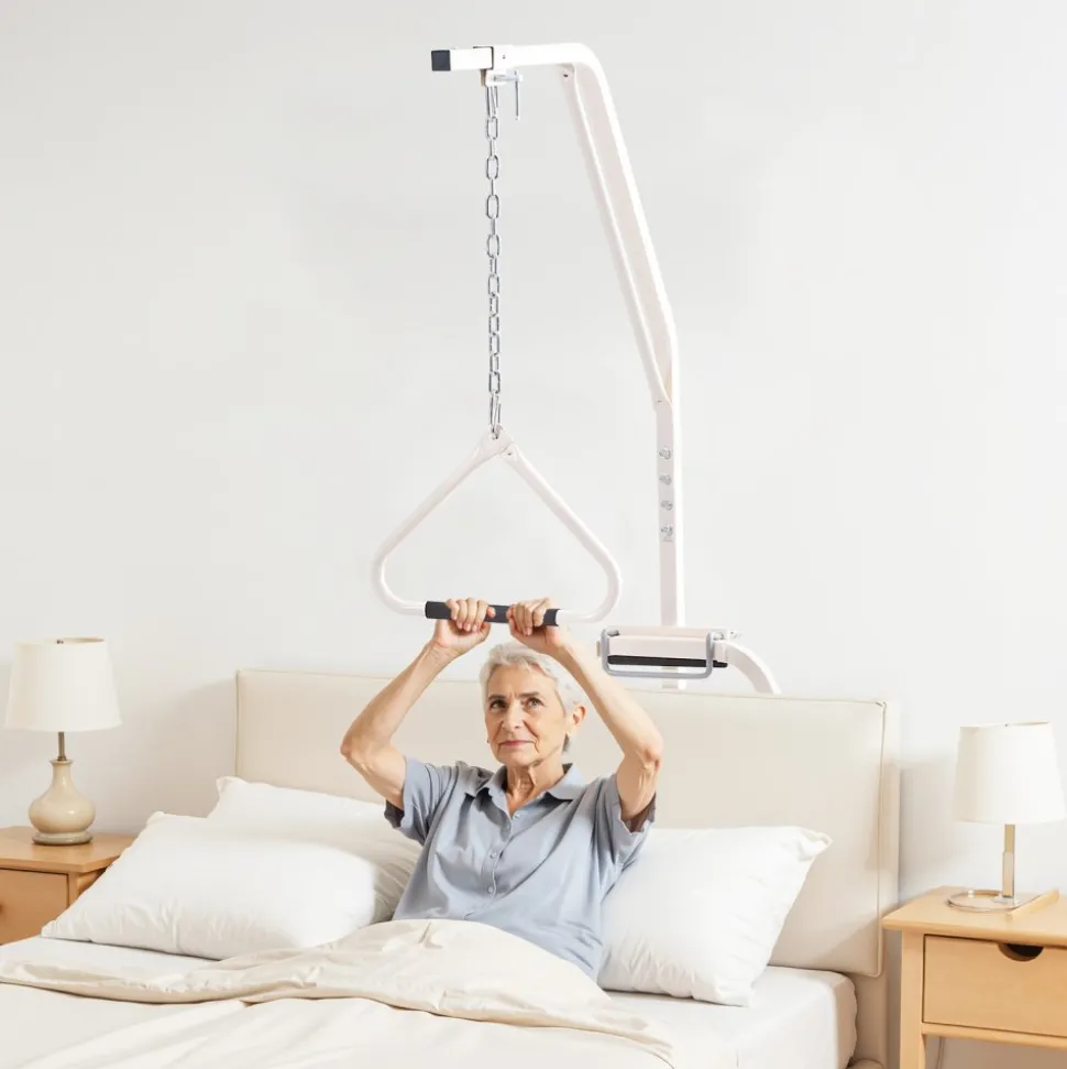 VEVOR Trapeze Bar for Bed Mobility, Bed Trapeze with Clamps and Floor Stand, 250LBS Weight Capacity Bed Pull Up Assist for Elderly, Patients & Disabled, Suitable for Home Care, Hospital, Nursing Home