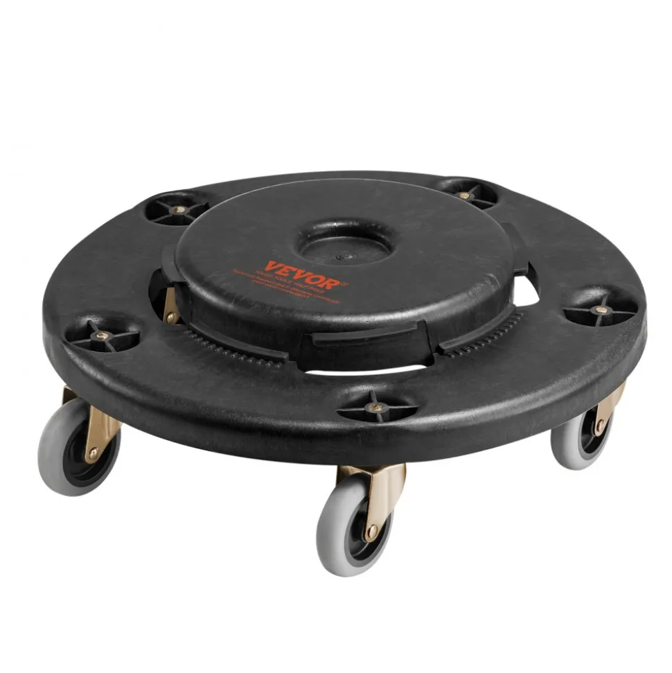 VEVOR Trash Can Dolly, Fit 20, 32, 44, 55 Gallon Containers, Round Trash Can Roller Base with 4 Lockable Wheels, 500lbs Weight Capacity, Heavy Duty Barrel Dolly, Multi-Functional Rolling Dolly Cart