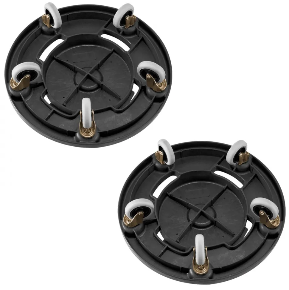 VEVOR Trash Can Dolly, Fit 20, 32, 44, 55 Gallon Containers, 2 Packs Round Trash Can Roller Base with 4 Lockable Wheels, 500lbs Heavy Duty Barrel Dolly, Multi-Functional Rolling Dolly Cart