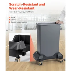 VEVOR Trash Can Dolly, Fit 16/23 Gallon Containers, Slim Trash Can Roller Base with 4 Lockable Wheels, 200lbs Weight Capacity, Heavy Duty Barrel Dolly, Smooth & Quiet Rolling Plastic Bin Dolly