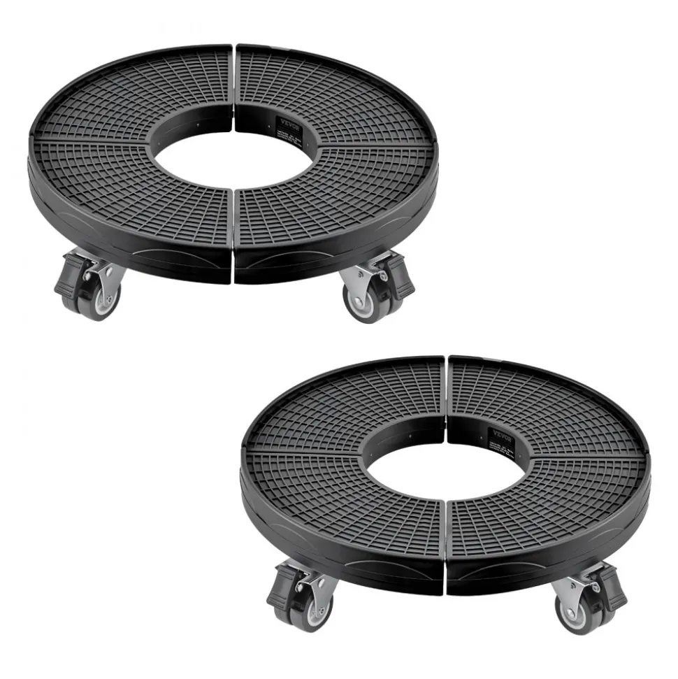 VEVOR Trash Can Dolly with 4 Lockable Wheels, 440lbs Weight Capacity, Round Trash Can Roller Base, 15-22.8 in Adjustable, Heavy Duty Drum Dolly Plant Caddy, Multi-Functional Rolling Dolly Cart, Blue
