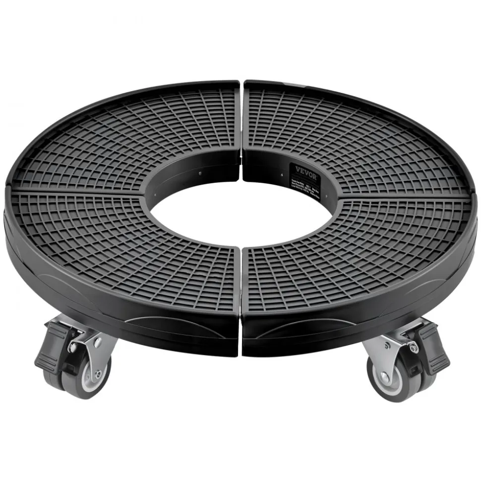 VEVOR Trash Can Dolly with 4 Lockable Wheels, 440lbs Weight Capacity, Round Trash Can Roller Base, 15-22.8 in Adjustable, Heavy Duty Drum Dolly Plant Caddy, Multi-Functional Rolling Dolly Cart, Black