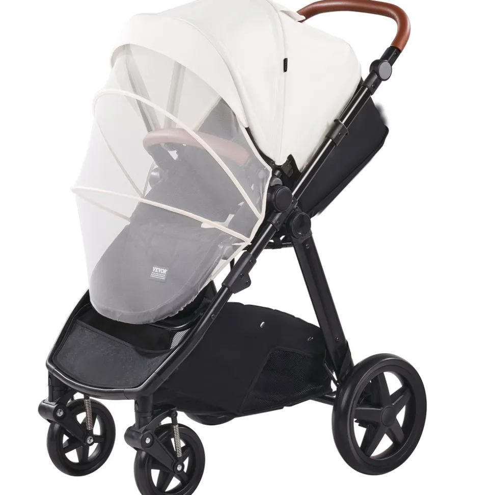 VEVOR Travel System Stroller with Infant Bassinet, 2-in-1 Baby Cradle Stroller Combo, Reversible Seat, Easy One-button Folding, EVA Tires with Brake Aluminum Stroller Carseat Combo Set (White)