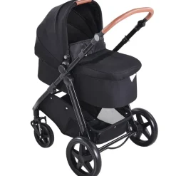 VEVOR Travel System Stroller with Infant Bassinet, 2-in-1 Baby Cradle Stroller Combo, Reversible Seat, Easy One-button Folding, EVA Tires with Brake Aluminum Stroller Carseat Combo Set (Black)