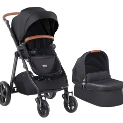 VEVOR Travel System Stroller with Infant Bassinet, 2-in-1 Baby Cradle Stroller Combo, Reversible Seat, Easy One-button Folding, EVA Tires with Brake Aluminum Stroller Carseat Combo Set (Black)