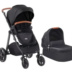 VEVOR Travel System Stroller with Infant Bassinet, 2-in-1 Baby Cradle Stroller Combo, Reversible Seat, Easy One-button Folding, EVA Tires with Brake Aluminum Stroller Carseat Combo Set (Black)