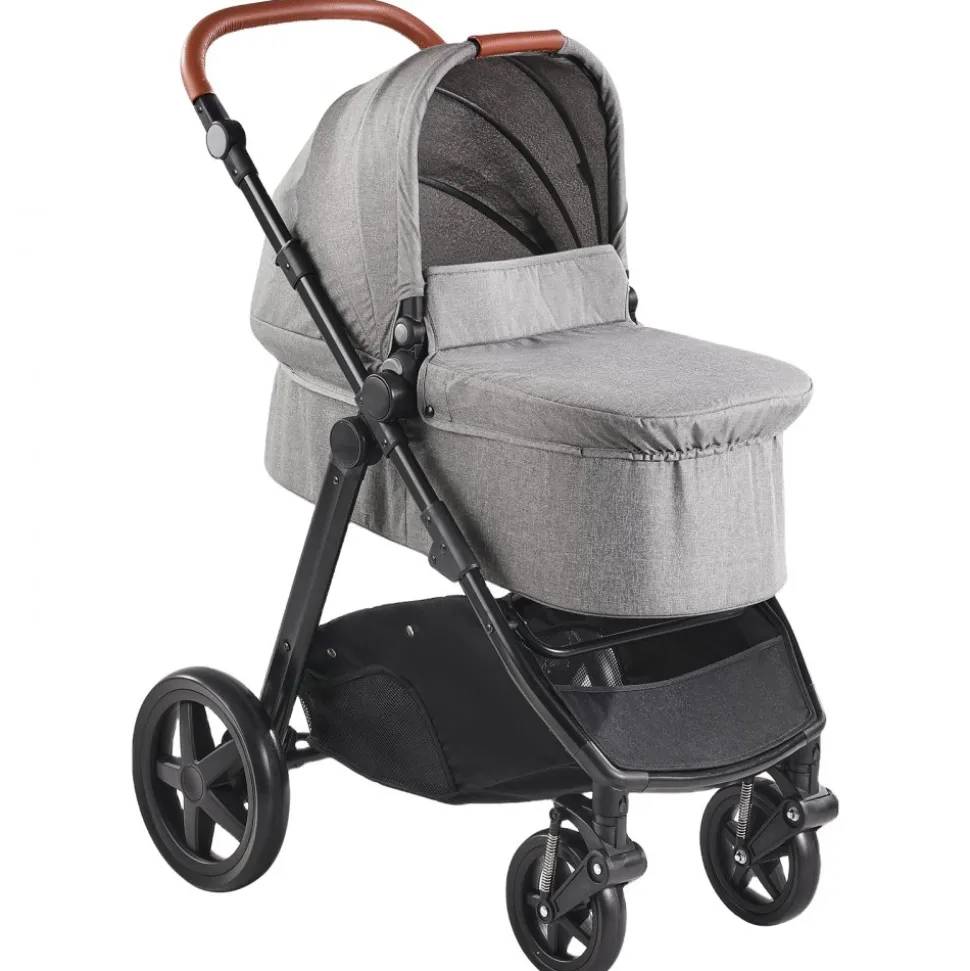 VEVOR Travel System Stroller with Infant Bassinet, 2-in-1 Baby Cradle Stroller Combo, Reversible Seat, Easy One-button Folding, EVA Tires with Brake Aluminum Stroller Carseat Combo Set (Dark Gray)