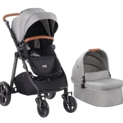 VEVOR Travel System Stroller with Infant Bassinet, 2-in-1 Baby Cradle Stroller Combo, Reversible Seat, Easy One-button Folding, EVA Tires with Brake Aluminum Stroller Carseat Combo Set (Dark Gray)