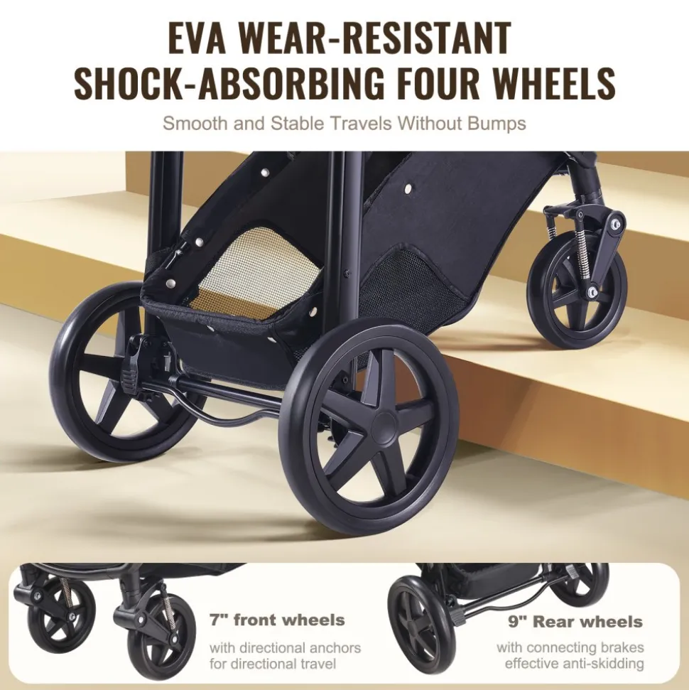 VEVOR Travel System Stroller with Infant Bassinet, 2-in-1 Baby Cradle Stroller Combo, Reversible Seat, Easy One-button Folding, EVA Tires with Brake Aluminum Stroller Carseat Combo Set (Dark Gray)