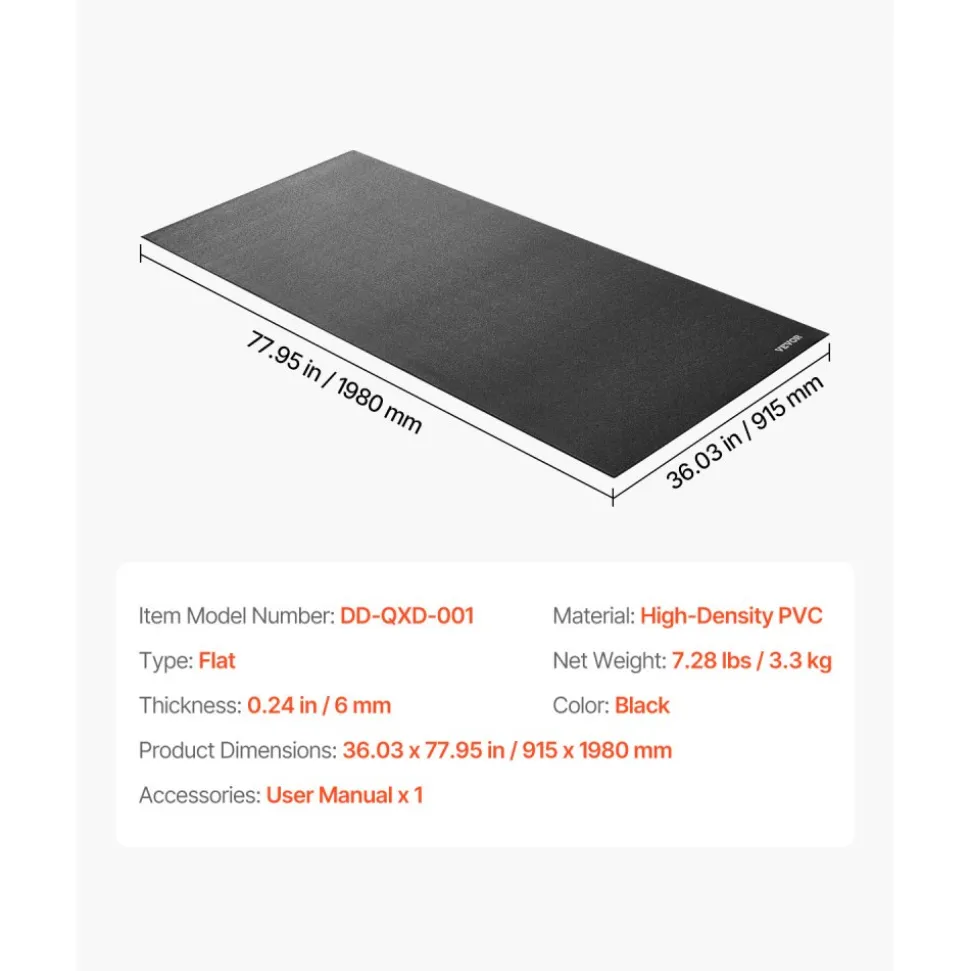VEVOR Treadmill Mat for Carpet Floor, 23.62" x 51.18" x 0.16" Exercise Equipment Mat for Elliptical and Walking Pad, High Density PVC Floor Protector, Waterproof and Non-slip for Home Gym