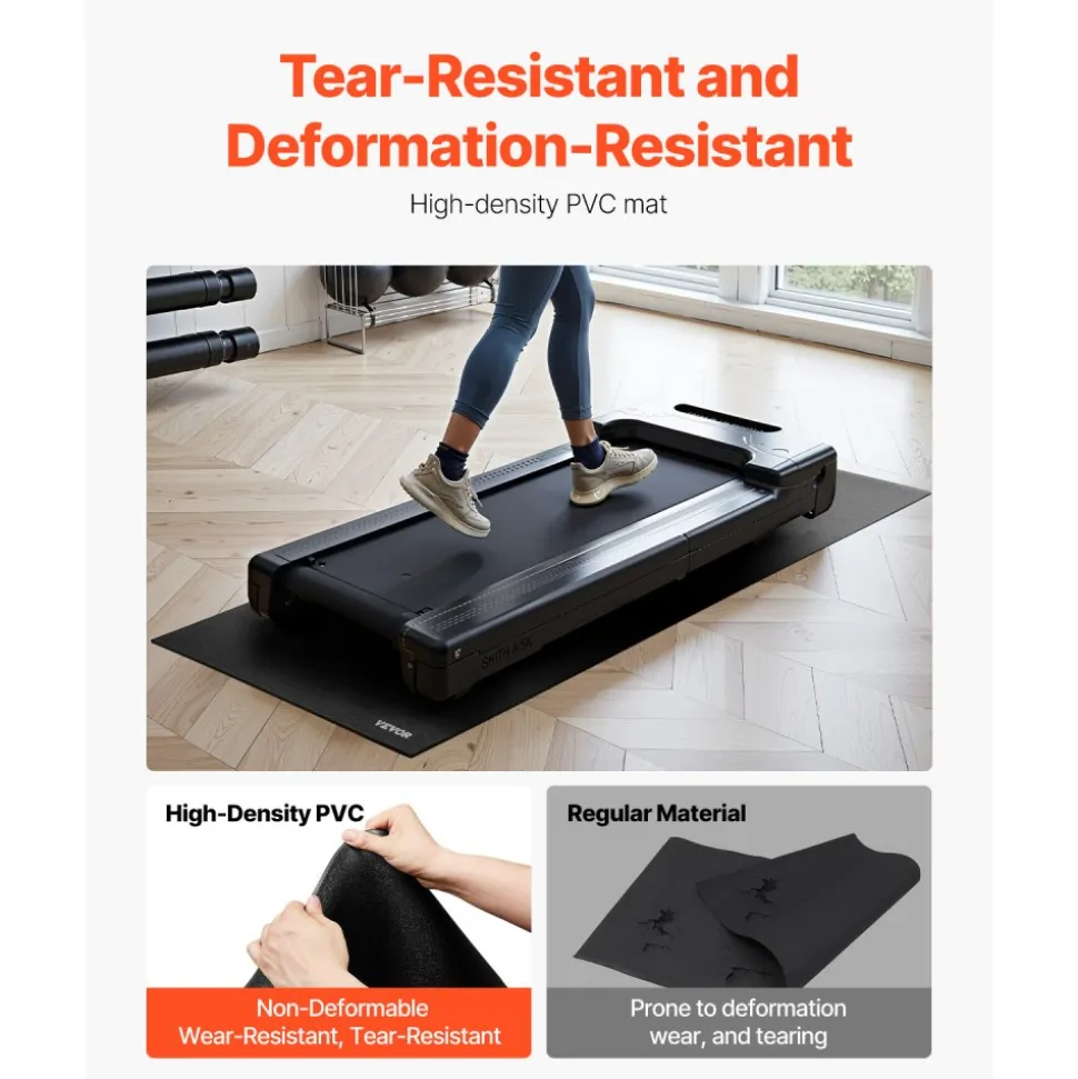 VEVOR Treadmill Mat for Carpet Floor, 23.62" x 51.18" x 0.16" Exercise Equipment Mat for Elliptical and Walking Pad, High Density PVC Floor Protector, Waterproof and Non-slip for Home Gym