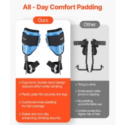 VEVOR Tree Climbing Spikes, Height-Adjustable Tree Climbing Gear with Straps & Padding Cushion, 350 lbs Load Capacity, Heavy Duty Steel Climb Spurs Arborist Equipment for Fruit Picking Hunting