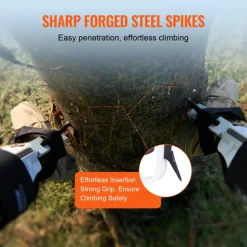 VEVOR Tree Climbing Spikes, 1 Pair Aluminum Climbing Spurs, 350lbs Load Capacity Tree Climbing Gear with Straps and Spike Protectors, Arborist Equipment for Climbers, Hunting, Fruit Picking, White