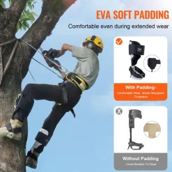 VEVOR Tree Climbing Spikes, 1 Pair Aluminum Climbing Spurs, 350lbs Load Capacity Tree Climbing Gear with Straps and Spike Protectors, Arborist Equipment for Climbers, Hunting, Fruit Picking, White