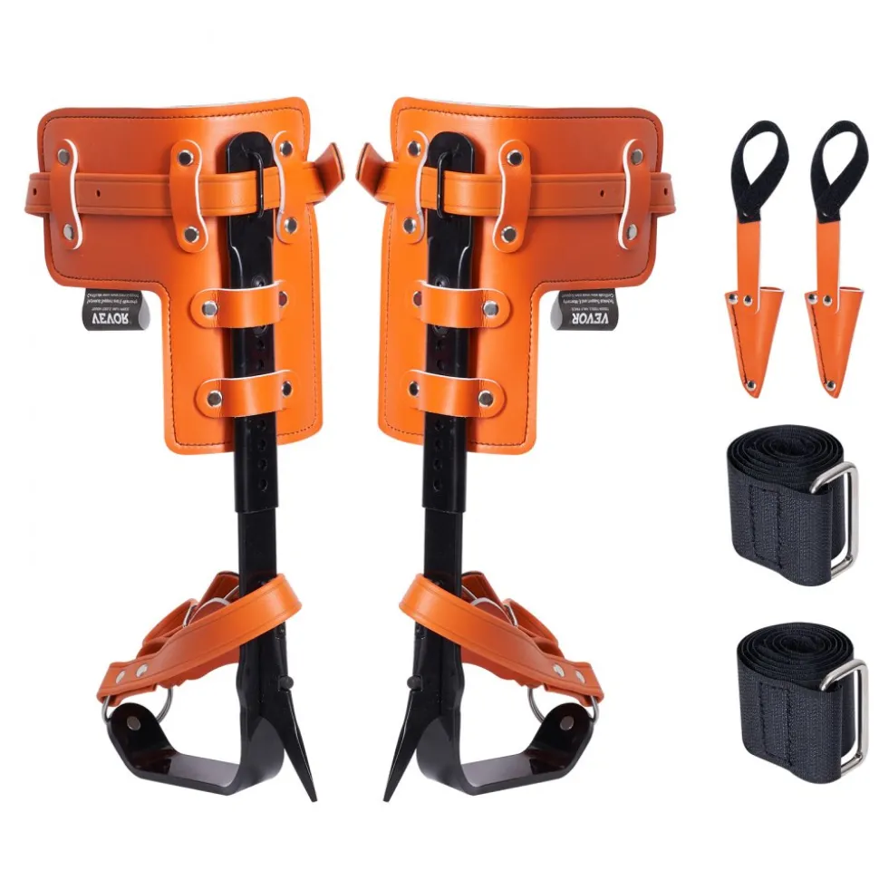 VEVOR Tree Climbing Spikes, 1 Pair Alloy Steel Climbing Spurs, 350lbs Load Capacity Tree Climbing Gear with Straps and Spike Protectors, Arborist Equipment for Climbers, Hunting, Fruit Picking, Orange