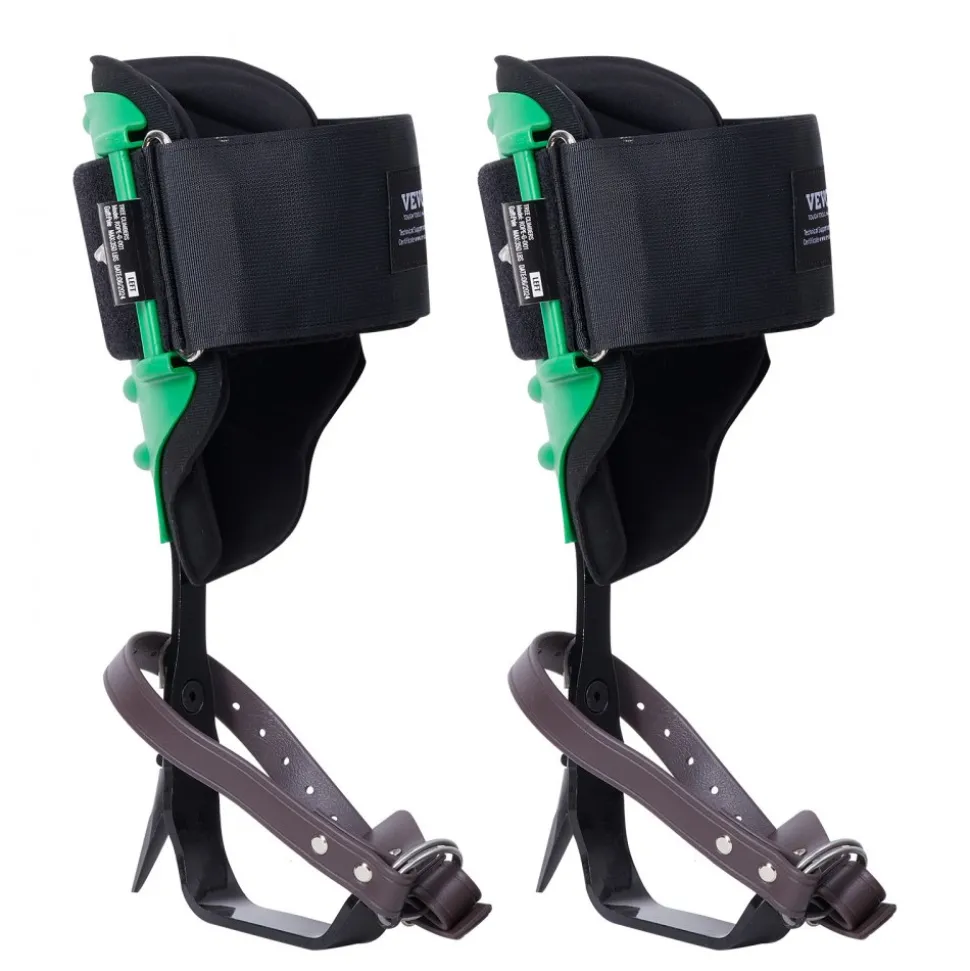 VEVOR Tree Climbing Spikes, 1 Pair Alloy Steel Climbing Spurs, 350lbs Load Capacity Tree Climbing Gear with Straps and Spike Protectors, Arborist Equipment for Climbers, Hunting, Fruit Picking, Green