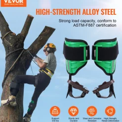 VEVOR Tree Climbing Spikes, 1 Pair Alloy Steel Climbing Spurs, 350lbs Load Capacity Tree Climbing Gear with Straps and Spike Protectors, Arborist Equipment for Climbers, Hunting, Fruit Picking, Green
