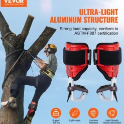 VEVOR Tree Climbing Spikes, 1 Pair Alloy Steel Climbing Spurs, 350lbs Load Capacity Tree Climbing Gear with Straps and Spike Protectors, Arborist Equipment for Climbers, Hunting, Fruit Picking, Brown