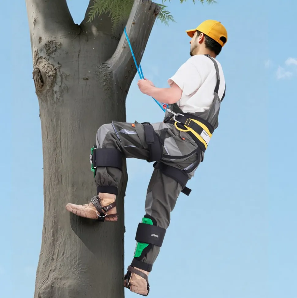 VEVOR Tree Climbing Spikes Set, Height-Adjustable Tree Climbing Gear with Straps & Spike Protectors, 350 lbs Load Capacity, Heavy Duty Steel Climb Spurs Arborist Equipment for Fruit Picking Hunting