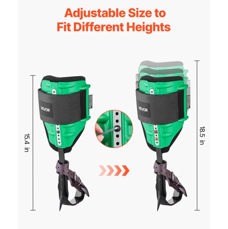 VEVOR Tree Climbing Spikes Set, Height-Adjustable Tree Climbing Gear with Straps & Spike Protectors, 350 lbs Load Capacity, Heavy Duty Steel Climb Spurs Arborist Equipment for Fruit Picking Hunting