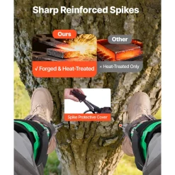 VEVOR Tree Climbing Spikes Set, Height-Adjustable Tree Climbing Gear with Straps & Spike Protectors, 350 lbs Load Capacity, Heavy Duty Steel Climb Spurs Arborist Equipment for Fruit Picking Hunting