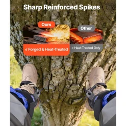 VEVOR Tree Climbing Spikes Set, Height-Adjustable Tree Climbing Gear with Straps & Waist Harness, 350 lbs Load Capacity, Heavy Duty Steel Climb Spurs Arborist Equipment for Fruit Picking Hunting