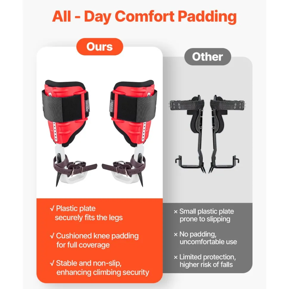 VEVOR Tree Climbing Spikes Set, Height-Adjustable Tree Climbing Gear with Straps & Harness, 350 lbs Load Capacity, Heavy Duty Steel Climb Spurs Arborist Equipment for Fruit Picking Hunting