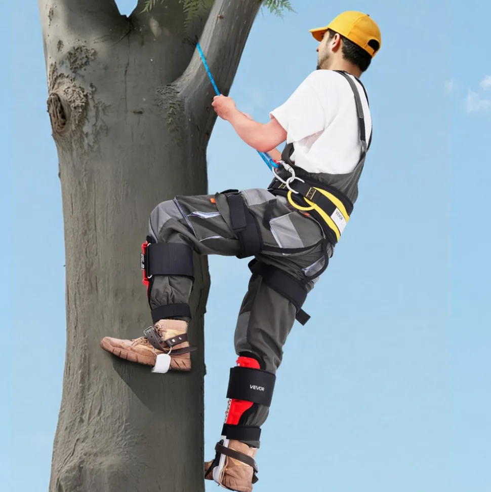 VEVOR Tree Climbing Spikes Set, Height-Adjustable Tree Climbing Gear with Straps & Harness, 350 lbs Load Capacity, Heavy Duty Steel Climb Spurs Arborist Equipment for Fruit Picking Hunting