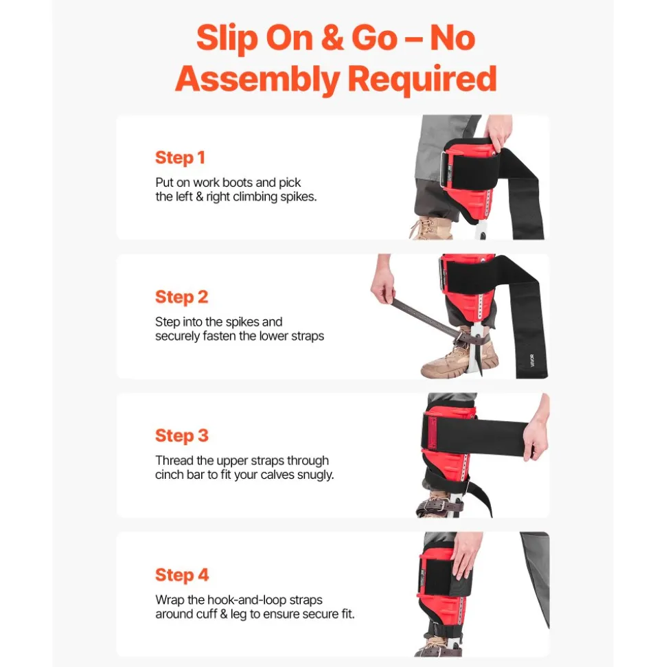 VEVOR Tree Climbing Spikes Set, Height-Adjustable Tree Climbing Gear with Straps & Harness, 350 lbs Load Capacity, Heavy Duty Steel Climb Spurs Arborist Equipment for Fruit Picking Hunting