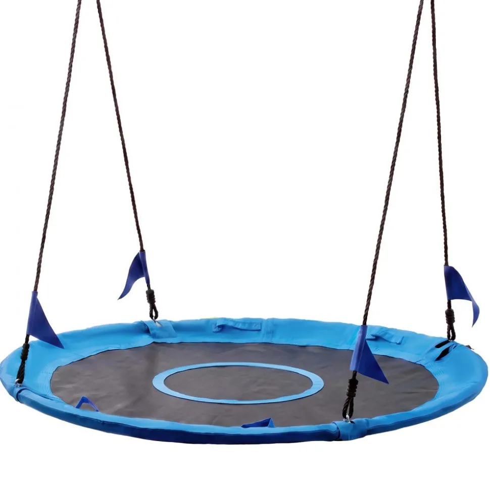 VEVOR Tree Swing 60" Saucer Swing for Kids & Adults 700 lbs Weight Capacity, for Backyard Outdoor & Indoor, 360° Rotation, 900D Oxford Fabric Round Seat with 2 Hanging Straps & Adjustable Ropes, Blue