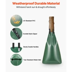 VEVOR Tree Watering Bag, 3 Packs 20 Gallons Watering Bags for New Trees, 5-9 Hours Slow Release Refillable Tree Drip Irrigation Bags with Zipper, Durable Tree Watering System for Deep Root Targeting