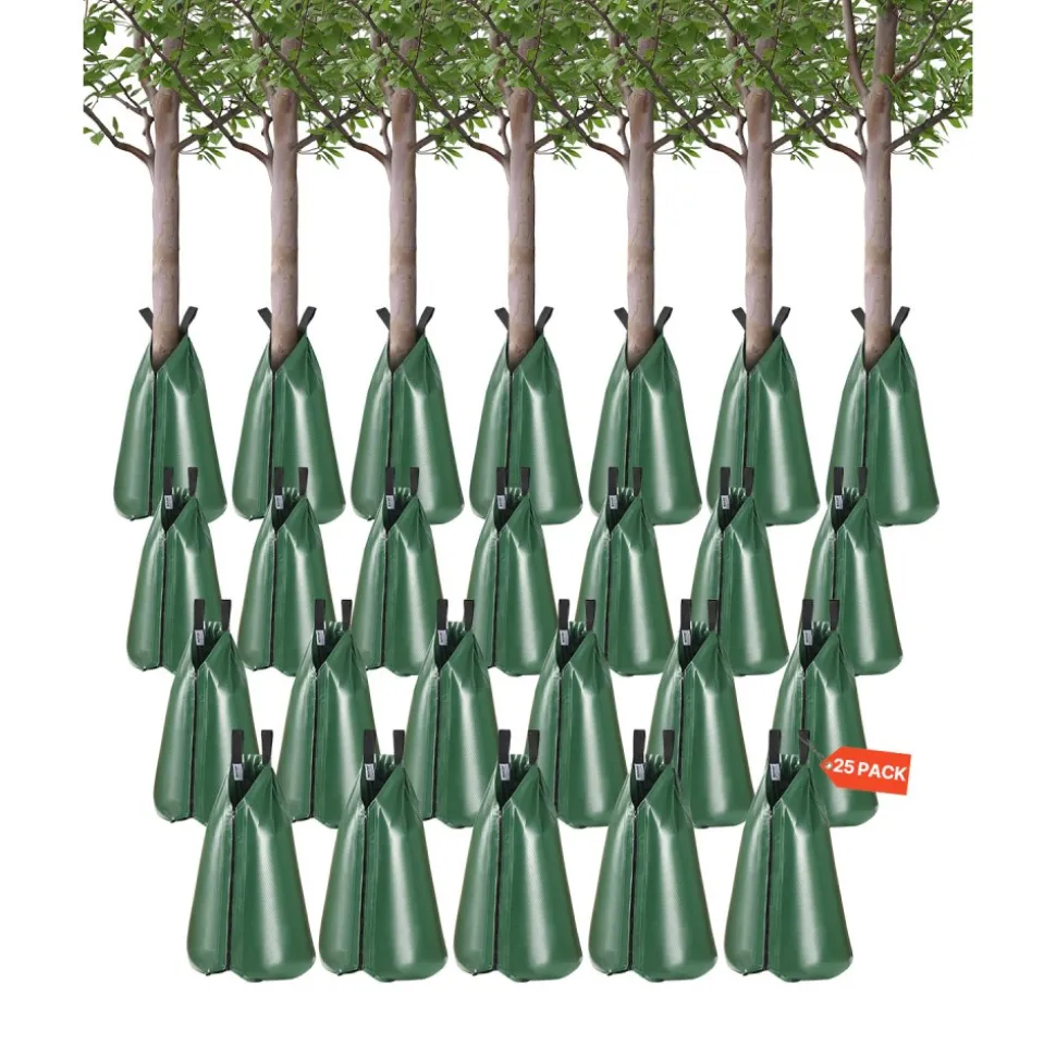 VEVOR Tree Watering Bag, 25 Packs 20 Gallons Watering Bags for New Trees, 5-9 Hours Slow Release Refillable Tree Drip Irrigation Bags with Zipper, Durable Tree Watering System for Deep Root Targeting