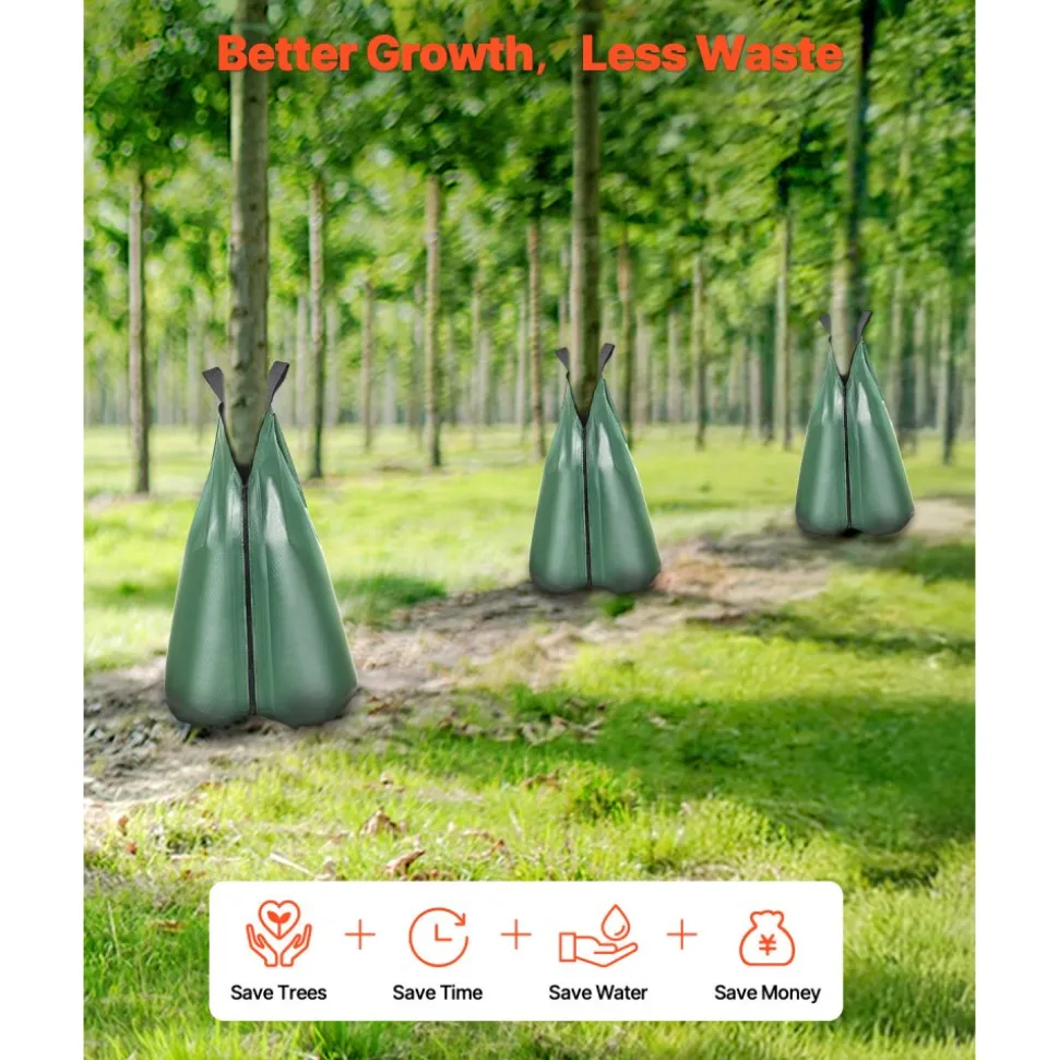 VEVOR Tree Watering Bag, 25 Packs 20 Gallons Watering Bags for New Trees, 5-9 Hours Slow Release Refillable Tree Drip Irrigation Bags with Zipper, Durable Tree Watering System for Deep Root Targeting