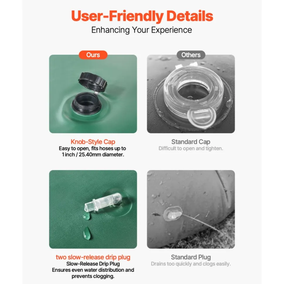 VEVOR Tree Watering Rings, 4 Pcs 20 Gallons Tree Watering Bags, 6-9 Hours Slow Release, Refillable Planting Water Bags, Water Saving, Heavy Duty Watering System for Shrub Tree Root Drip Irrigation
