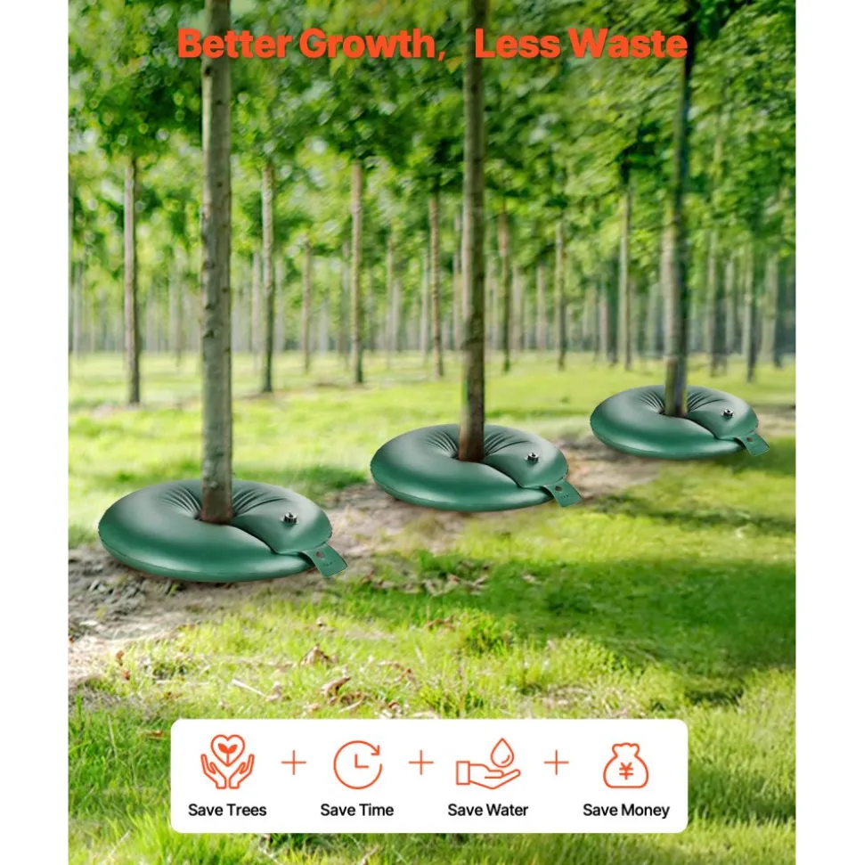 VEVOR Tree Watering Rings, 4 Pcs 20 Gallons Tree Watering Bags, 6-9 Hours Slow Release, Refillable Planting Water Bags, Water Saving, Heavy Duty Watering System for Shrub Tree Root Drip Irrigation