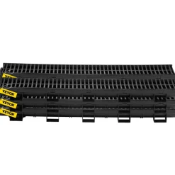 VEVOR Trench Drain System, Channel Drain with Plastic Grate, 5.8x3.1-Inch HDPE Drainage Trench, Black Plastic Garage Floor Drain, 6x39 Trench Drain Grate, with 6 End Caps, for Garden, Driveway-6 Pack