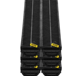 VEVOR Trench Drain System, Channel Drain with Plastic Grate, 5.8x3.1-Inch HDPE Drainage Trench, Black Plastic Garage Floor Drain, 6x39 Trench Drain Grate, with 6 End Caps, for Garden, Driveway-6 Pack