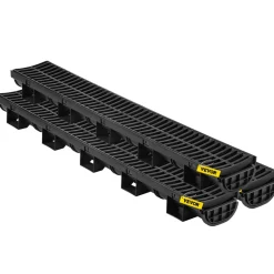 VEVOR Trench Drain System, Channel Drain with Plastic Grate, 5.7x3.1-Inch HDPE Drainage Trench, Black Plastic Garage Floor Drain, 3x39 Trench Drain Grate, with 3 End Caps, for Garden, Driveway-3 Pack