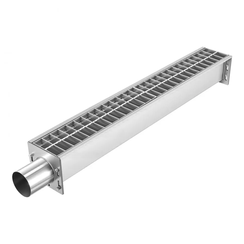 VEVOR Trench Drain, 43.3 x 5.8 x 5.5 in, Linear Drainage Channel with Carbon Steel Grate, 304 Stainless Steel Channel Drain, Premium Outdoor Drainage System for Driveway, Patio, Pool, Garden, Silver