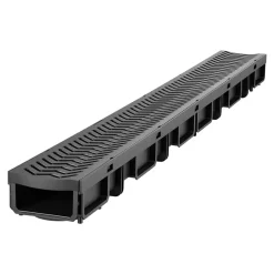 VEVOR Trench Drain, 39.6 x 4.1 x 2.4 in, 5 Pack Linear Drainage Channel, HDPE Channel Drain with Grates & End Caps, Premium Outdoor Drainage System for Driveway, Patio, Pool, Garden, Yard, Black