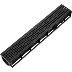 VEVOR Trench Drain, 40.2 x 6.6 x 5.5 in, 6 Pack Linear Drainage Channel, HDPE Channel Drain with Grates & End Caps, Premium Outdoor Drainage System for Driveway, Patio, Pool, Garden, Yard, Black