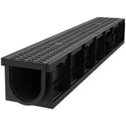 VEVOR Trench Drain, 40.2 x 6.6 x 5.5 in, 6 Pack Linear Drainage Channel, HDPE Channel Drain with Grates & End Caps, Premium Outdoor Drainage System for Driveway, Patio, Pool, Garden, Yard, Black