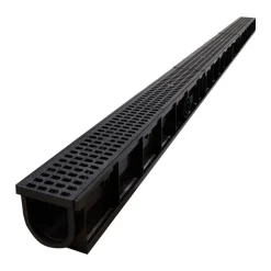 VEVOR Trench Drain, 40.2 x 6.6 x 5.5 in, 6 Pack Linear Drainage Channel, HDPE Channel Drain with Grates & End Caps, Premium Outdoor Drainage System for Driveway, Patio, Pool, Garden, Yard, Black