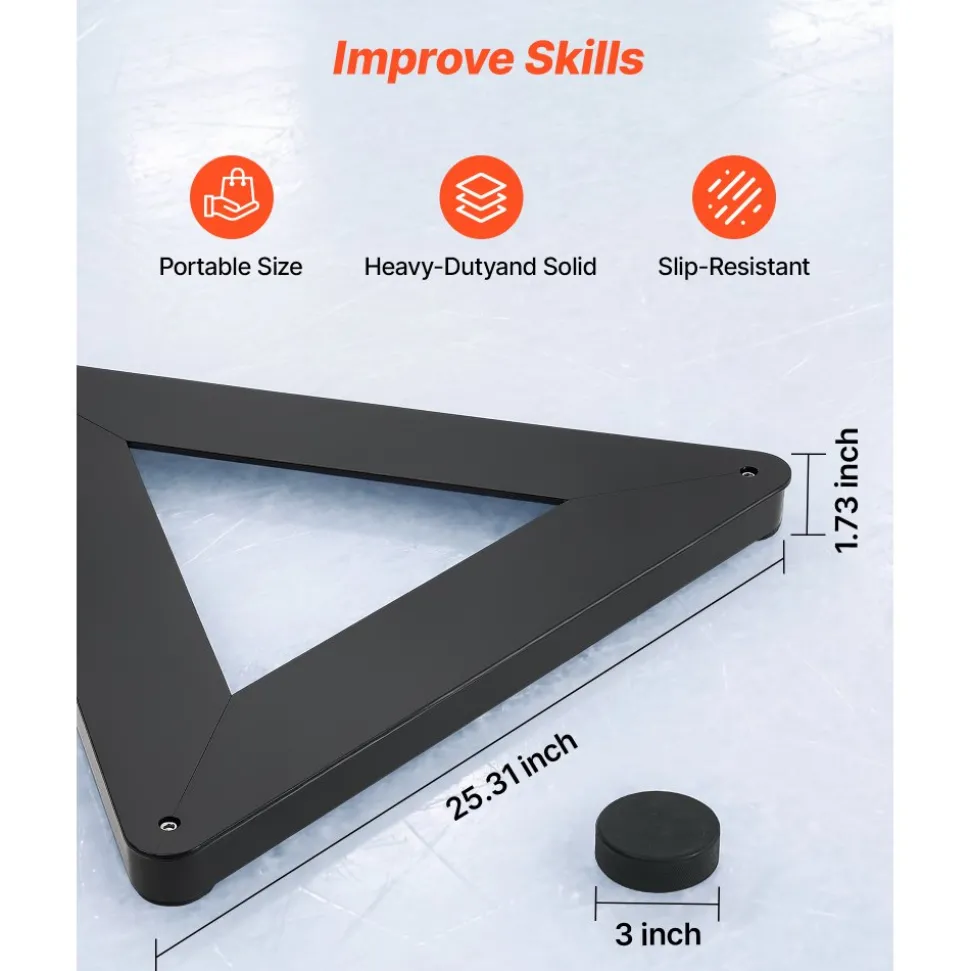 VEVOR Triangle Hockey Passer, Heavy-Duty Multi-Angle Rebounder, Hockey Passing Aid, Passing & Stick Handling Trainer, Off-Ice & On-Ice Portable Equipment, Help Improve Puck Control & Shooting