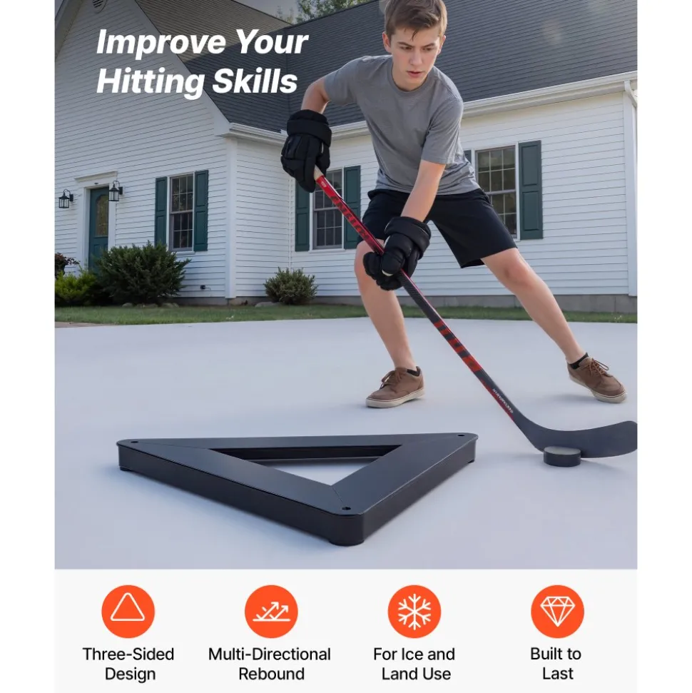 VEVOR Triangle Hockey Passer, Heavy-Duty Multi-Angle Rebounder, Hockey Passing Aid, Passing & Stick Handling Trainer, Off-Ice & On-Ice Portable Equipment, Help Improve Puck Control & Shooting