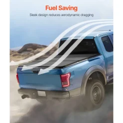 VEVOR Tri-Fold Truck Bed Tonneau Cover, Compatible with 2015-2024 Ford F-150, 6.5' (79") Bed, Only Fit 6.5' x 5.4' (79" x 65.2") Inside Bed, 400 lbs Load Capacity, LED Light, Quick Folding, Black