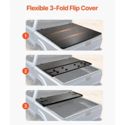 VEVOR Tri-Fold Truck Bed Tonneau Cover, Compatible with 2015-2024 Ford F-150, 6.5' (79